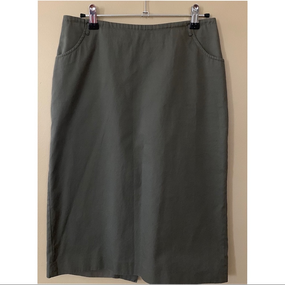 J.Crew Cotton Pencil Skirt Olive Green